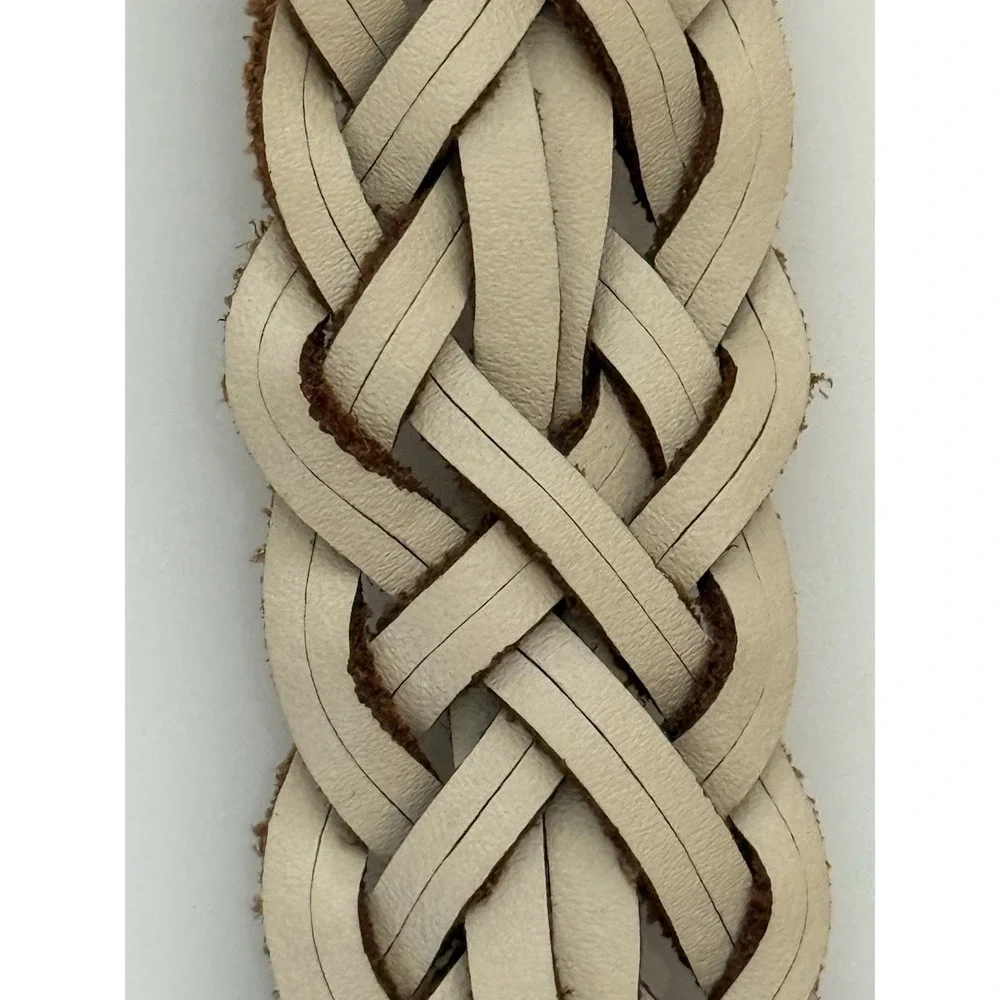 Vintage Capezio Argentina Ladies M/L Beige/ Ivory Leather Braided Belt Up to 33